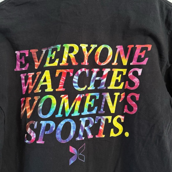 Everyone Watches Women's Sports T-Shirt Black Rainbow Short Sleeve Tee Medium - Picture 7 of 8